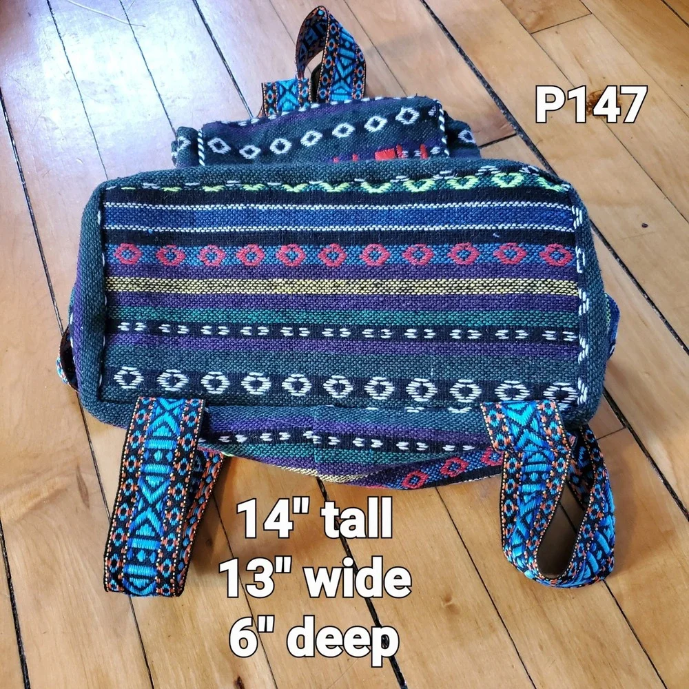 Hand Embroidered Palestinian Backpack Boho Style Jerusalem Tatreez Colorful‎